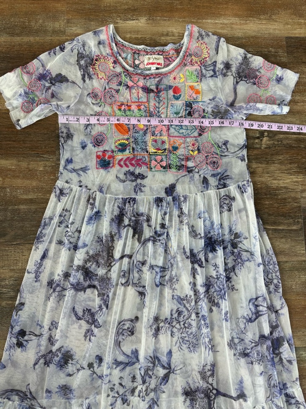 Johnny Was Biya Logan Tiered Maxi Dress Embroidered Size Medium - Picture 7 of 8